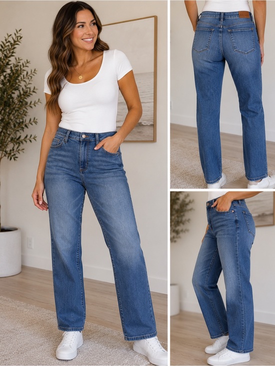 Judy Blue Denim - Judy Blue Straight Fit Jeans Womens Size 9/29 Medium Wash Stretch Denim